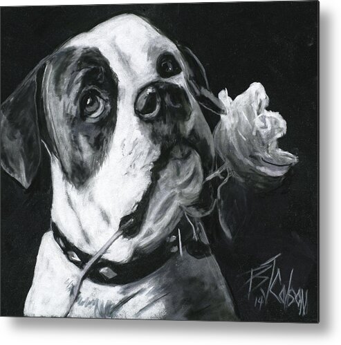 American Bulldog Metal Print featuring the painting Loyal Love by Billie Colson
