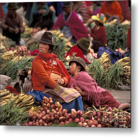 Market Day Metal Print featuring the photograph Market Day In The Andean Village by Ron Sanford