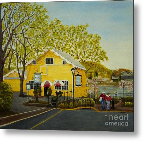 Restaurant Metal Print featuring the painting Martine's Riverhouse by Lynda Evans
