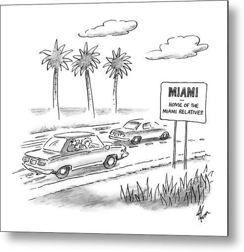 Miami Metal Print featuring the drawing Miami: Home Of The Miami Relatives by Frank Cotham