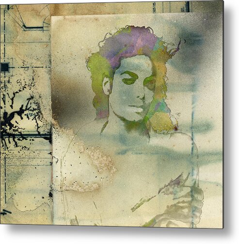 Feature Art Metal Print featuring the digital art Michael Jackson silhouette by Paulette B Wright