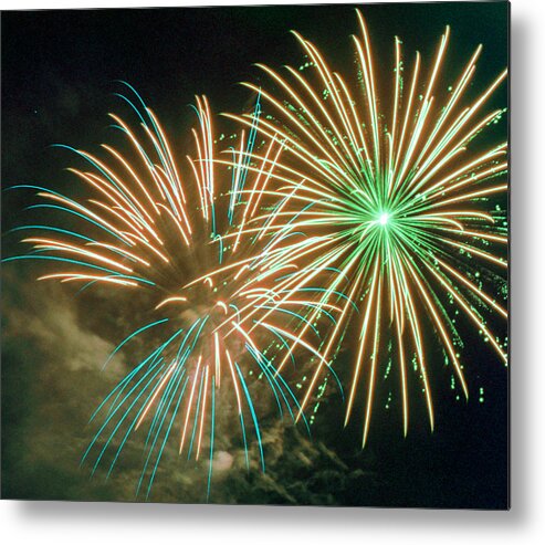 Night Metal Print featuring the photograph 4th of July Fireworks 2 by Howard Tenke