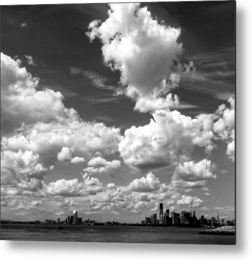 New York City Metal Print featuring the photograph New York Harbor Sky by Frank Winters