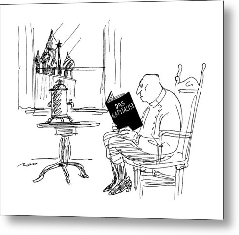 (russian Man Reads A Book Called 'das Kapitalist.' Pun On Marx's Das Kapital. Refers To Economic Liberalization In The Eastern Block.)
Government Metal Print featuring the drawing New Yorker January 1st, 1990 by Al Ross