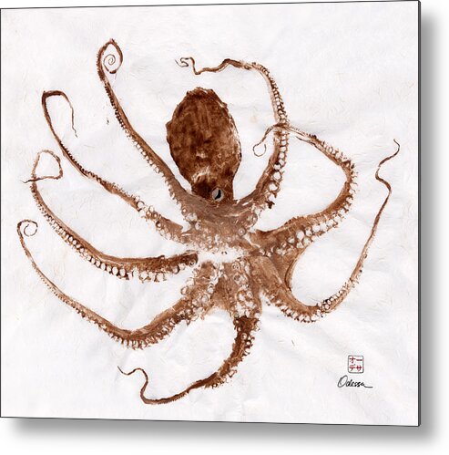 Gyotaku Metal Print featuring the painting Octopus Gyotaku by Odessa Kelley