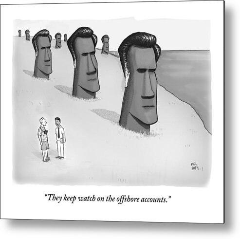 Cctk Romney Metal Print featuring the drawing One Man Speaks To Another As They Stand In Front by Paul Noth