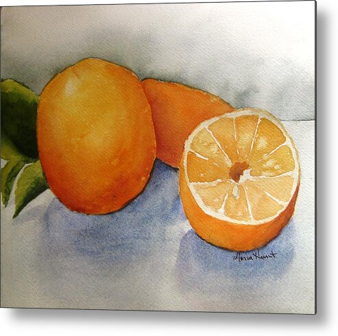 Oranges Metal Print featuring the painting Oranges from the Tree by Maria Hunt