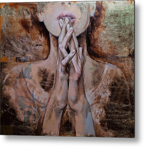  Pray Metal Print featuring the painting Praying by Dorina Costras