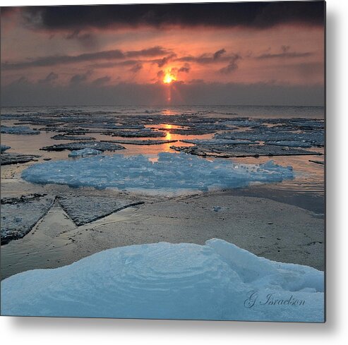 Lake Superior-winter-sunrise-great Lakes-shore-beach-ice-water-clouds-landscape-morning-duluth Mn-brighton Beach-northshore Metal Print featuring the photograph Quality Time by Gregory Israelson