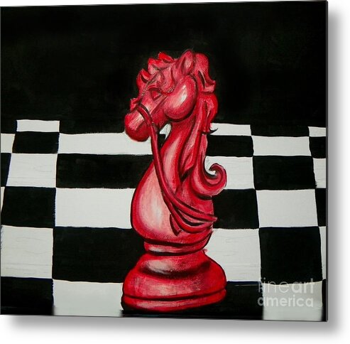 Mari Metal Print featuring the painting Red Knight by Marisela Mungia