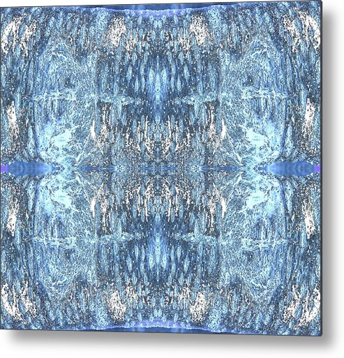 Abstract Metal Print featuring the digital art Reflections in Blue by Stephanie Grant