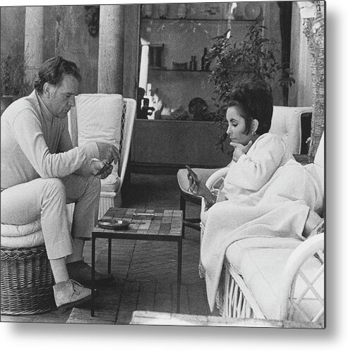 Actor Metal Print featuring the photograph Richard Burton And Elizabeth Taylor Playing Gin by Henry Clarke