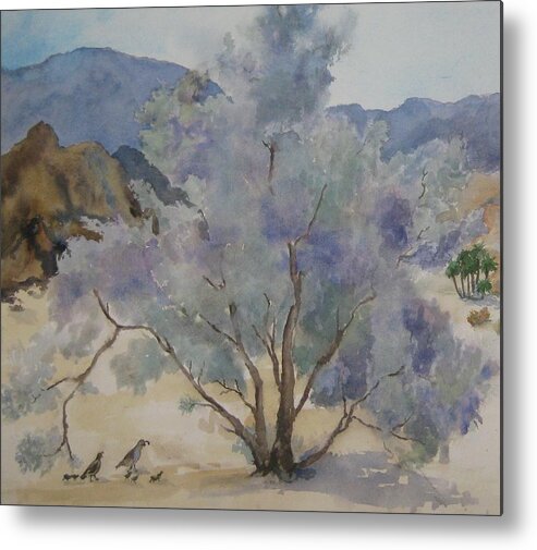 Smoketree Metal Print featuring the painting Smoketree in Bloom by Maria Hunt