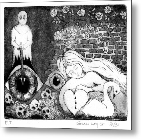 Girl Metal Print featuring the drawing Sleeping beauty by Gun Legler