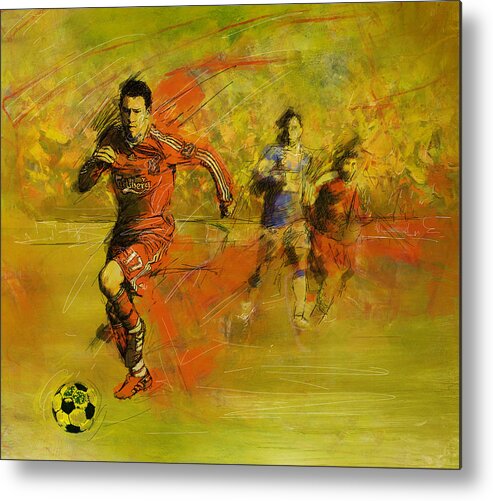 Sports Metal Print featuring the painting Soccer by Corporate Art Task Force