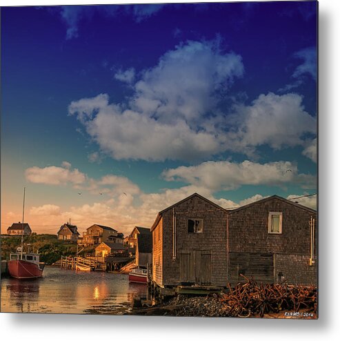 Peggy's Cove Metal Print featuring the photograph Sunset at Peggy's Cove 05 by Ken Morris