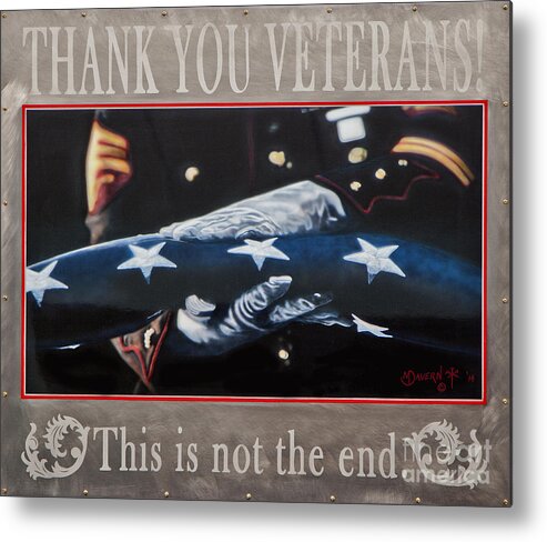 thank You Veterans Marine Flag Presentation Military Funeral Flag mark Davern Metal Print featuring the painting Thank You by Paint The Floor