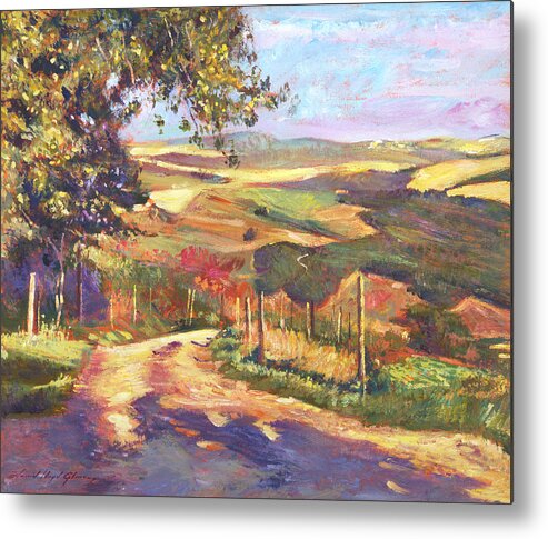 Impressionist Metal Print featuring the painting The Road To Tuscany by David Lloyd Glover