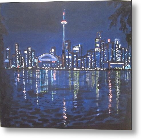 City Metal Print featuring the painting Toronto by Night by Jennylynd James