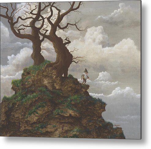 Fantasy Metal Print featuring the painting Two Trees on a Hill by Peter Rashford