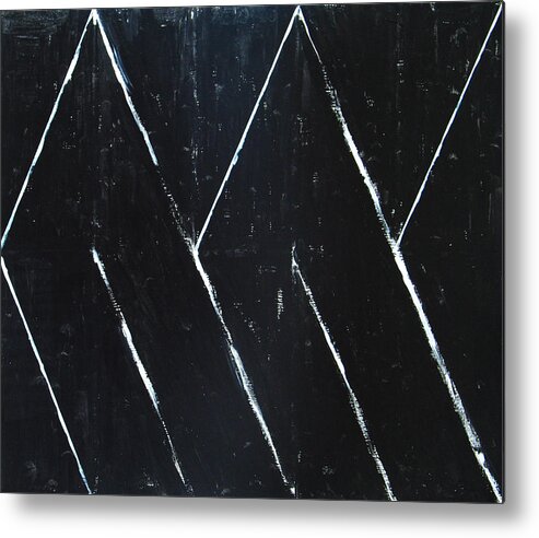 Abstract Expressionism Metal Print featuring the painting U-shaped Black Angular Curves by Kazuya Akimoto