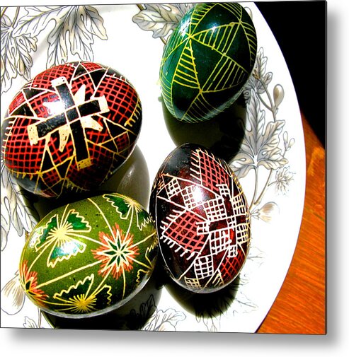 Baba's Ukrainian Easter Eggs Metal Print featuring the photograph Ukrainian Easter Eggs by Baba Chemerys