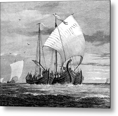 Navigation Metal Print featuring the photograph Vikings Cross The North Sea by British Library