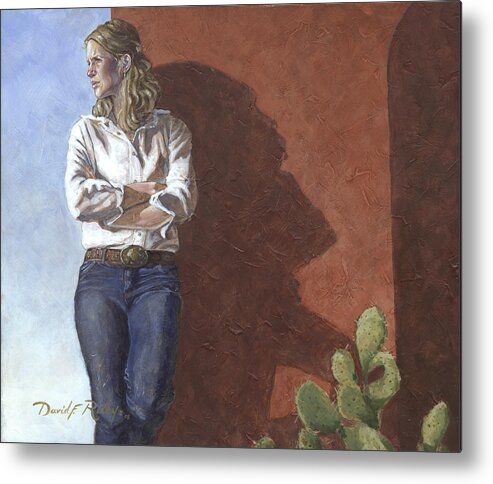 Woman Metal Print featuring the painting Waiting II by David Riley