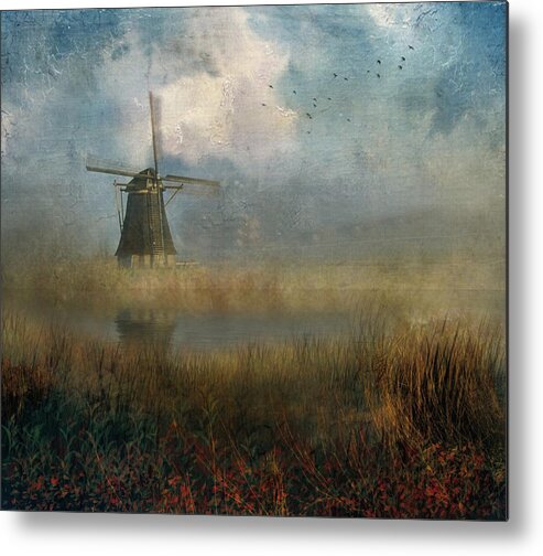 Windmill Metal Print featuring the photograph Windmill in mist by John Rivera