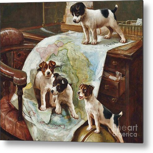 Fun Metal Print featuring the painting World Domination by Celestial Images