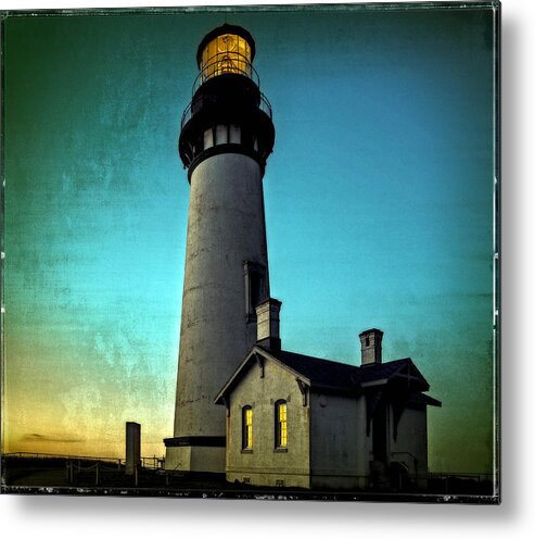 Yaquina Head Lighthouse Metal Print featuring the photograph Yaquina Head Lighthouse At Sunset by Thom Zehrfeld