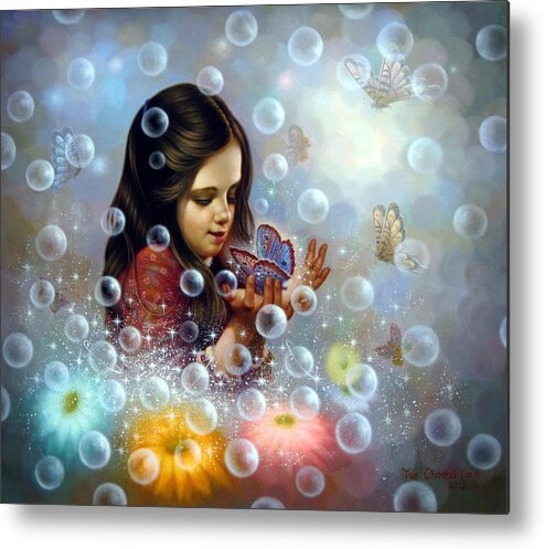 Art Metal Print featuring the painting Soap Bubble girl 2 by Yoo Choong Yeul