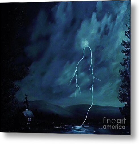 Storm Metal Print featuring the painting Evening Storm by Peggy Miller