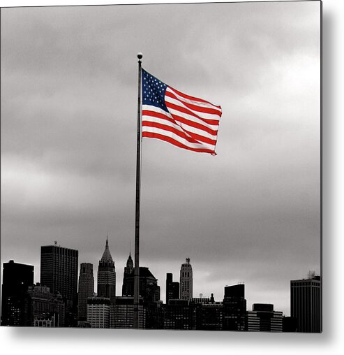 American Flag Metal Print featuring the photograph Flying the Red White and Blue by La Dolce Vita