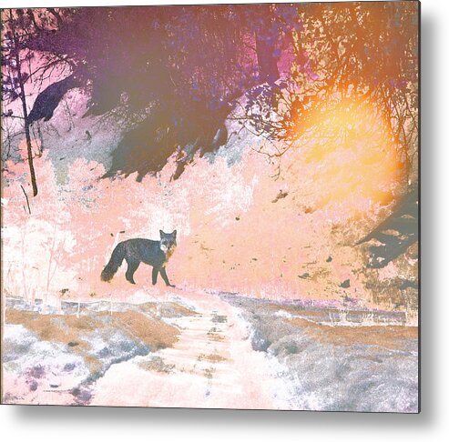 Abstract Metal Print featuring the photograph Fox in the Forest 2 by Lenore Senior