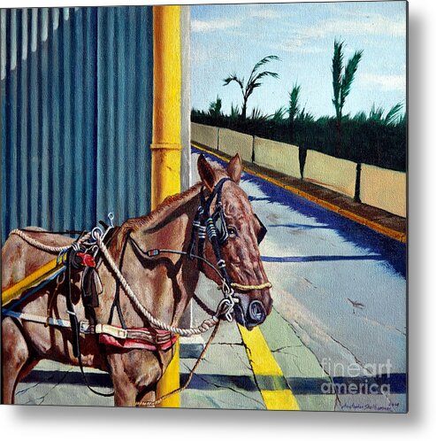 Horse Metal Print featuring the painting Horse in Malate by Christopher Shellhammer