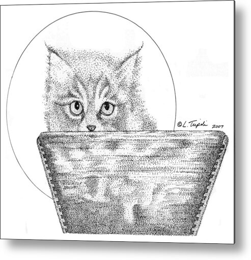 Cat Metal Print featuring the drawing Gracie by Lawrence Tripoli