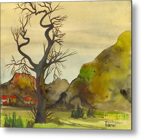 Tree Metal Print featuring the painting Landscape 7 by Padamvir Singh