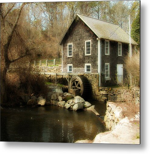  Metal Print featuring the photograph Stonybrook Gristmill in Sepia by Cathy Kovarik