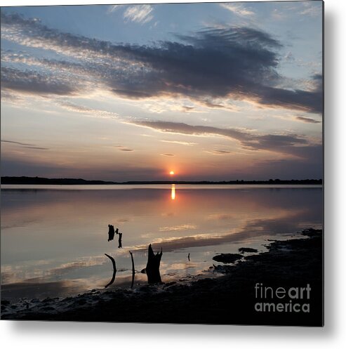 Prairie Sunset Metal Print featuring the photograph Sunset over Lovewell Lake by Art Whitton