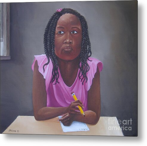 African American Paintings Metal Print featuring the painting The Spelling Test by Michael Allen