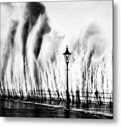 Weather Metal Print featuring the photograph Waves Smashing Seawall, 1938 by Science Source