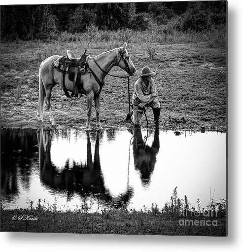 Black And White Metal Print featuring the photograph What's That Noise by Sue Karski