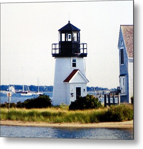 Lighthouse Photographs Metal Print featuring the photograph Hyannis Inner Harbor Light #1 by Frederic Kohli