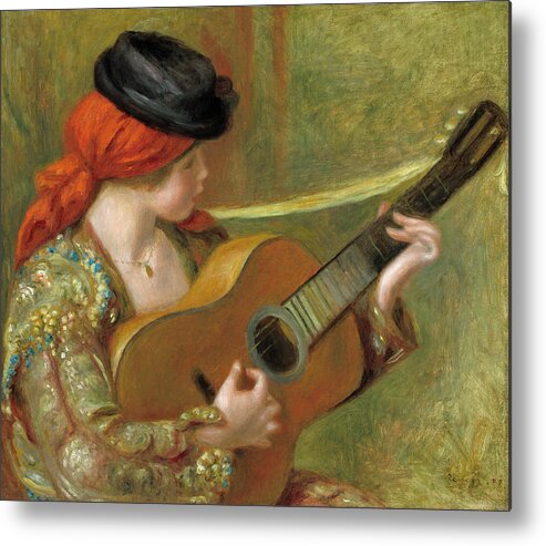 Renoir Metal Print featuring the painting Young Spanish Woman with a Guitar #1 by Auguste Renoir