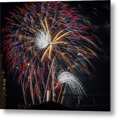 Fireworks Metal Print featuring the photograph Fireworks 2015 Sarasota 24 by Richard Goldman