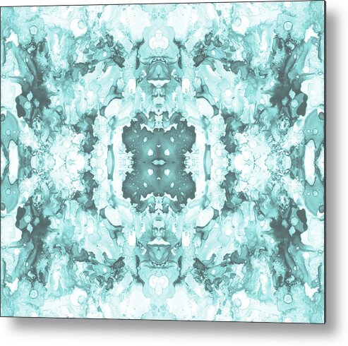 Pattern Metal Print featuring the mixed media Abstract 20 Aqua by Lucie Dumas