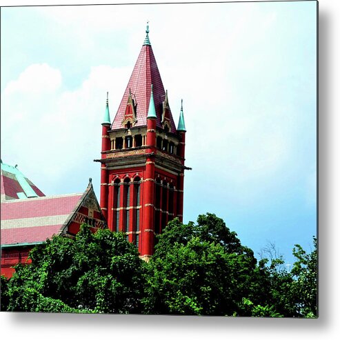 Allegany County Courthouse Metal Print featuring the photograph Allegany County Maryland Courthouse Spire by Linda Stern