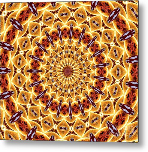 Flags Metal Print featuring the photograph American Flag and Fireworks Kaleidoscope Abstract 4 by Rose Santuci-Sofranko