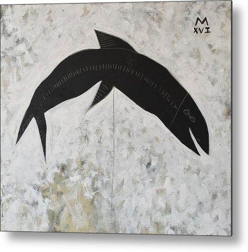  Abstract Metal Print featuring the painting ANIMALIA Black Fish by Mark M Mellon